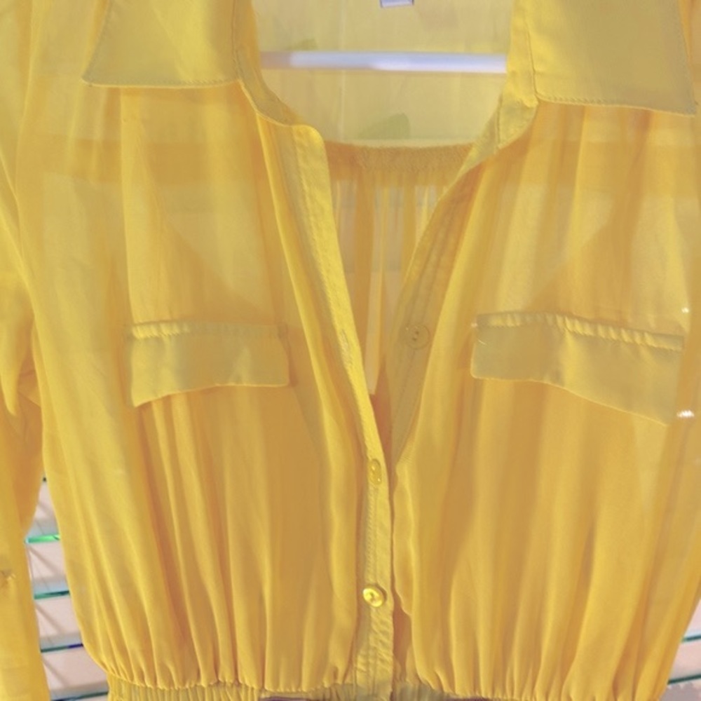 R n B bright yellow chiffon dress